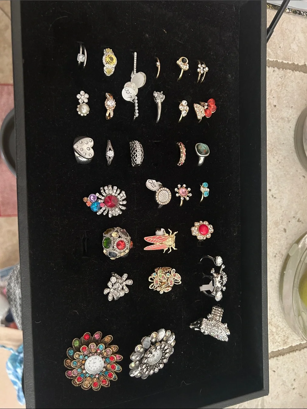 Assorted Women's Fashion Rings Set - Multicolor Stones